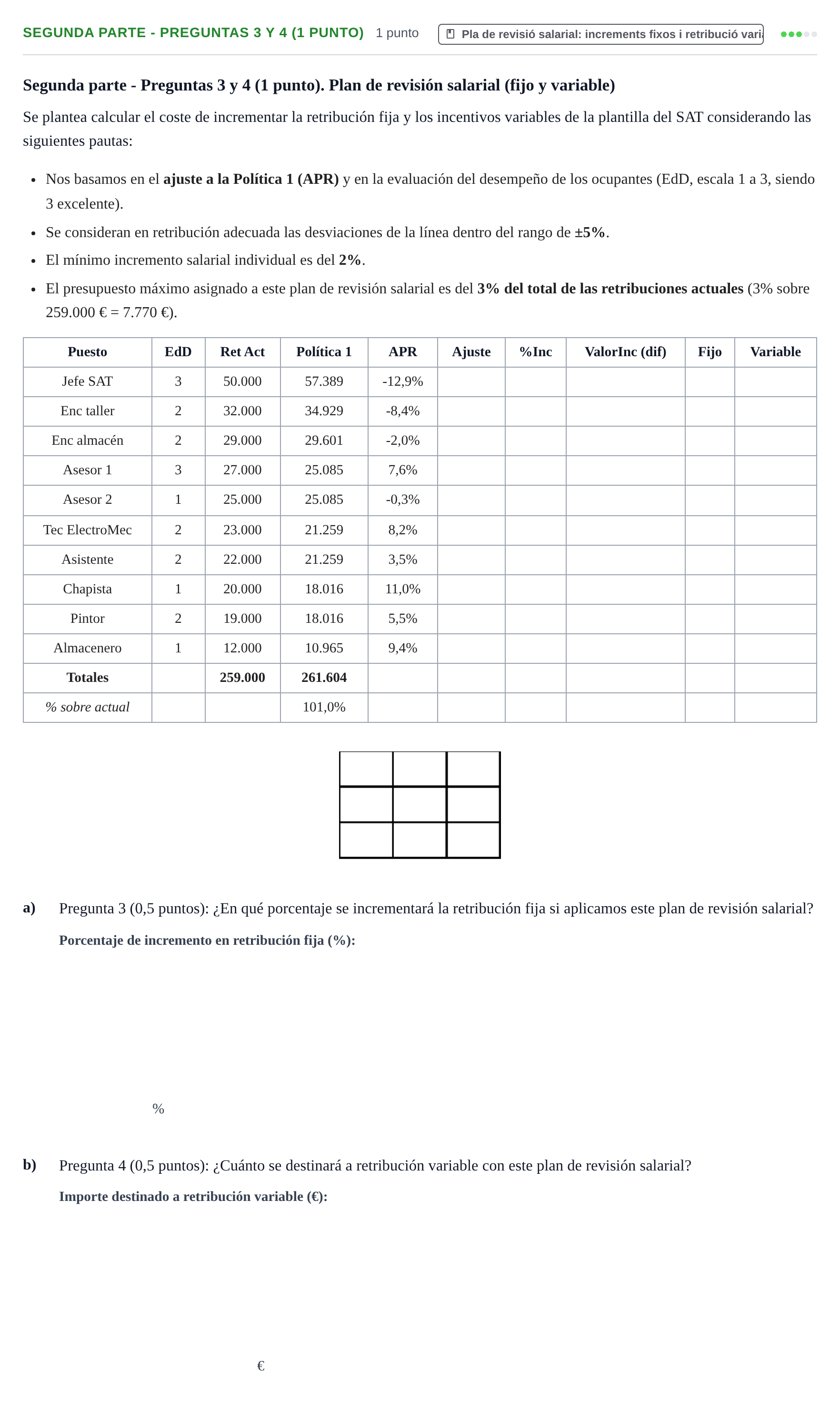 Enunciado: Ejercicio Segunda parte - Preguntas 3 y 4 (1 punto) · Recursos Humans UB Juny 2019