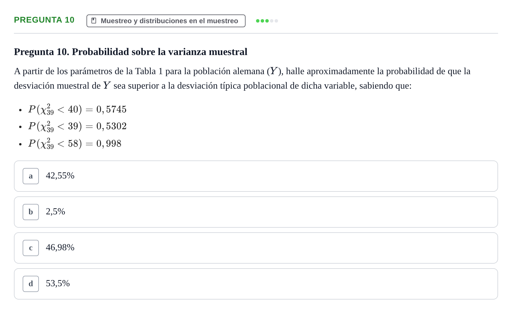 Enunciado: Pregunta 10 · Estadística II UB Juny 2025