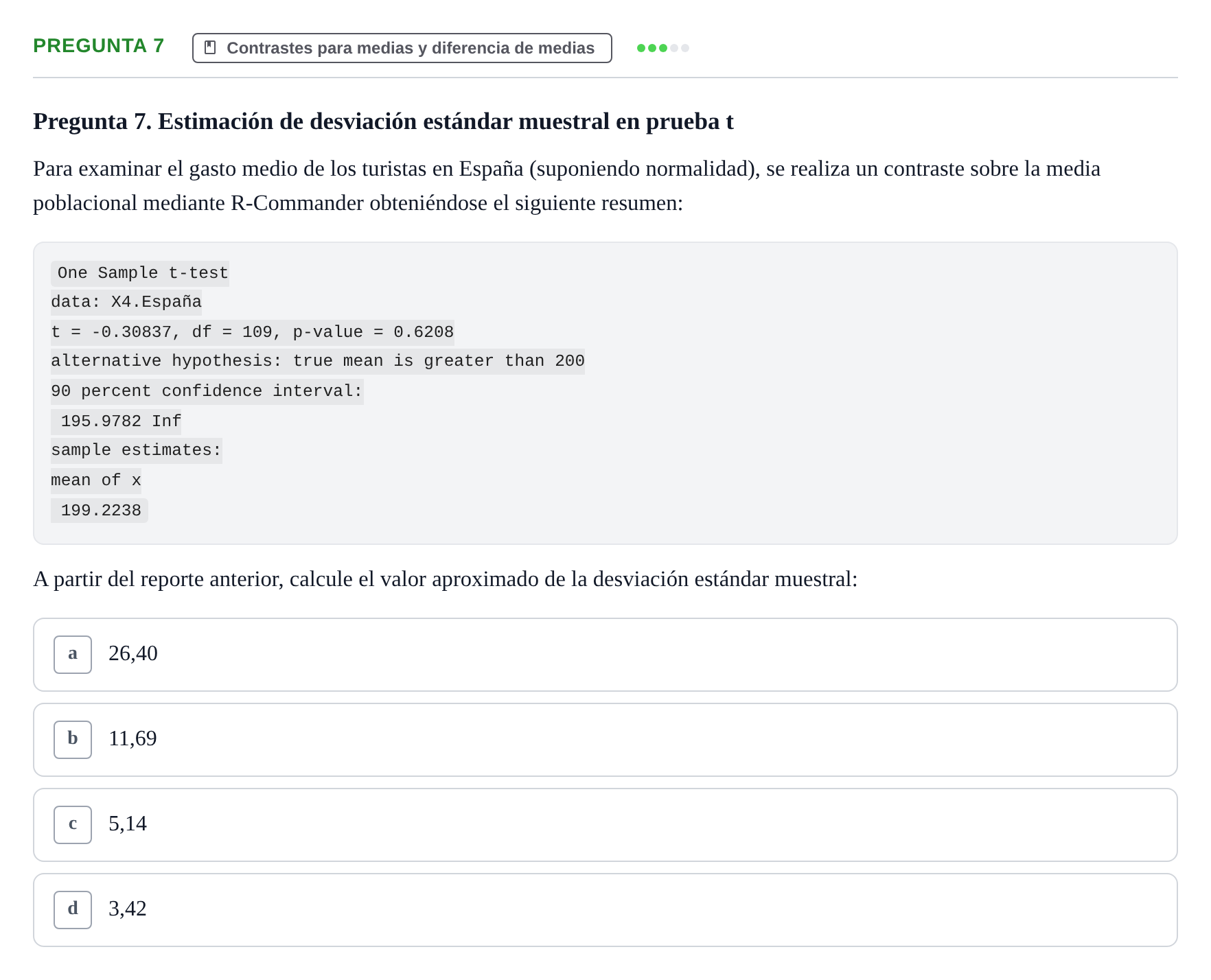 Enunciado: Pregunta 7 · Estadística II UB Juny 2025