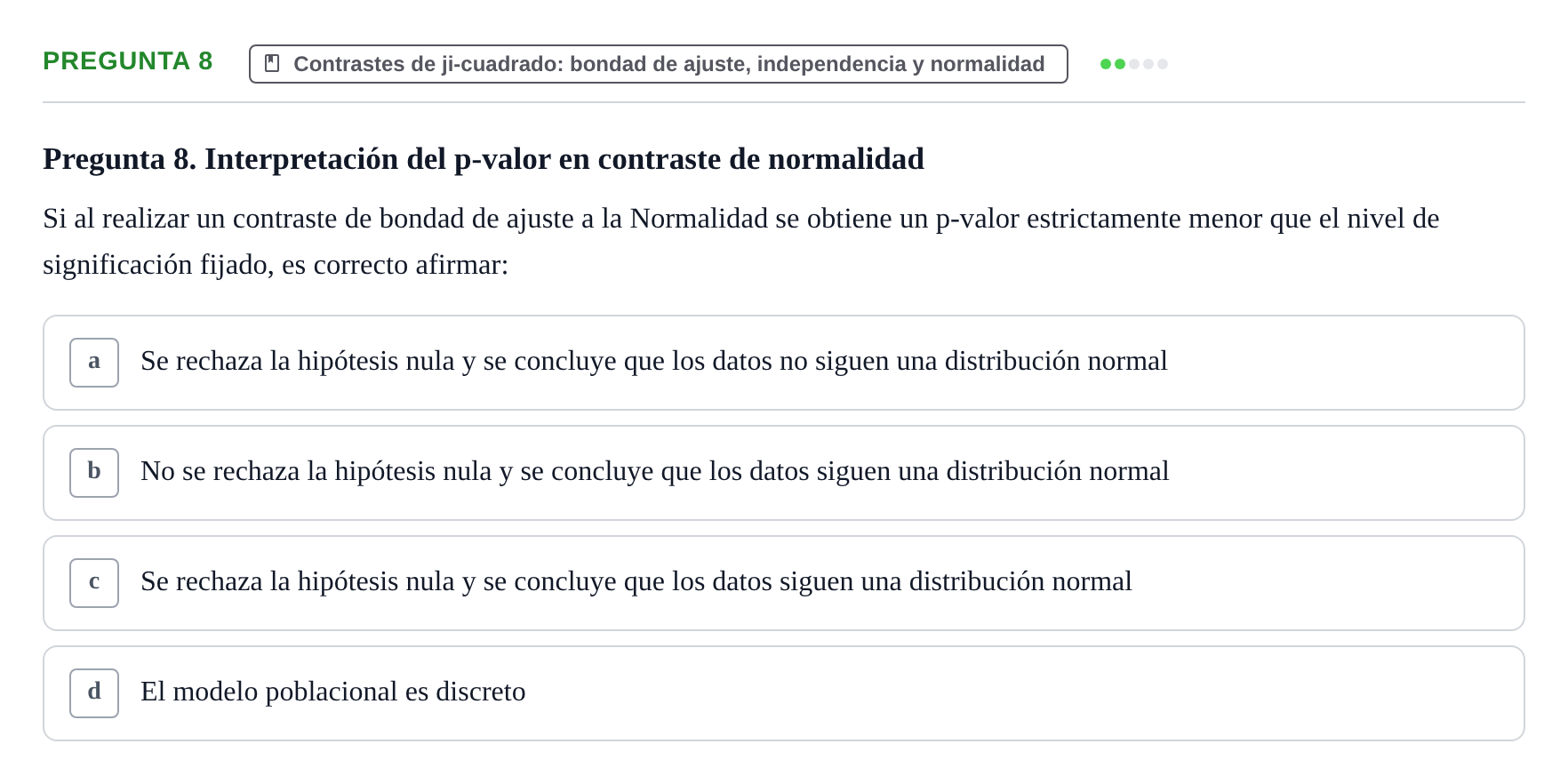 Enunciado: Pregunta 8 · Estadística II UB Juny 2025