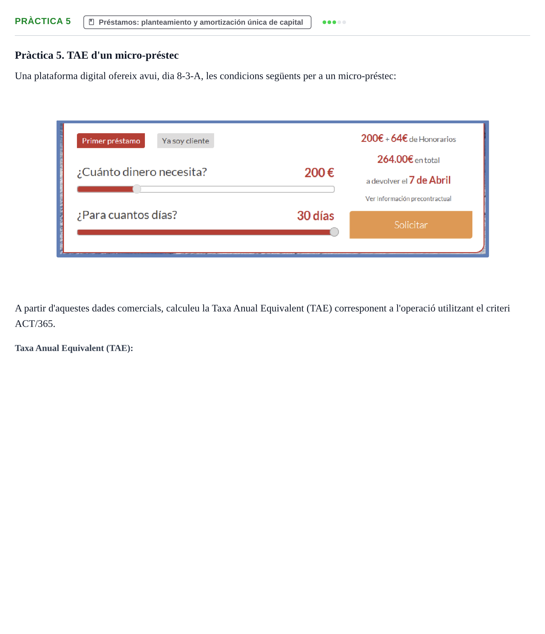 Enunciado: Ejercicio Pràctica 5 · Matemàtica Financera UB Exemples 2018