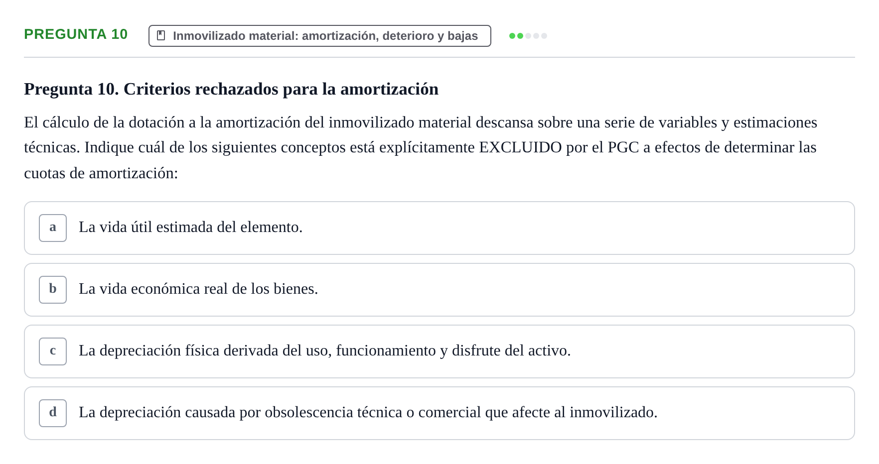 Enunciado: Pregunta 10 · Comptabilitat II UB 2018