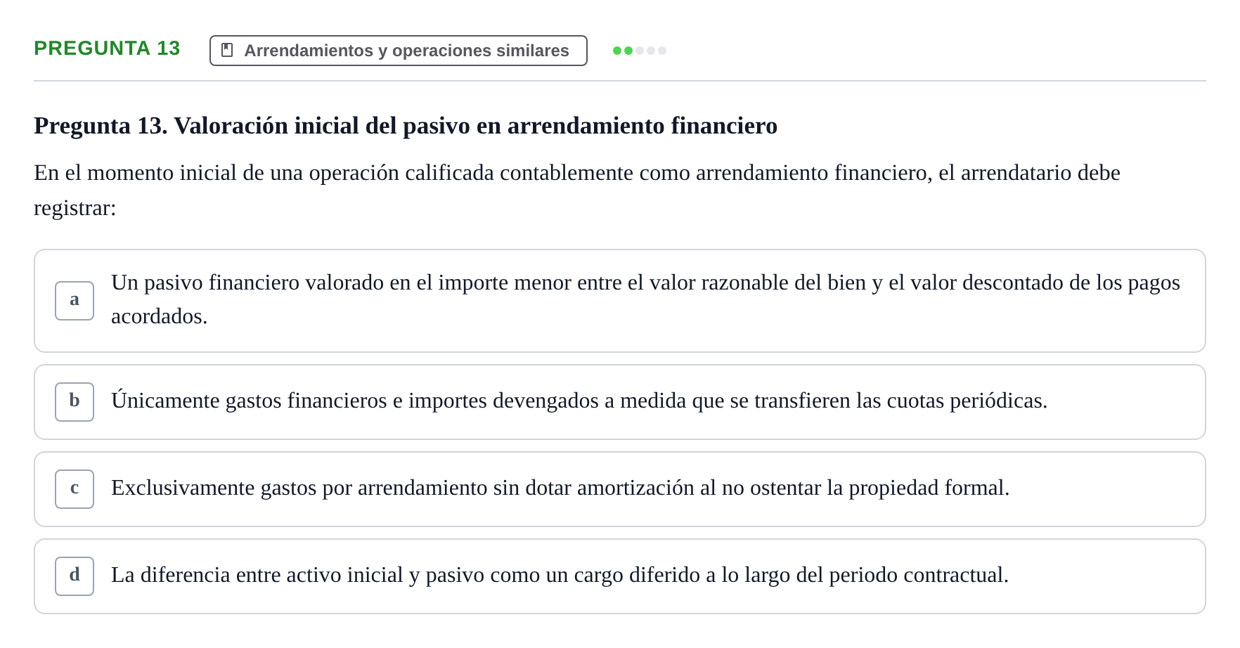Enunciado: Pregunta 13 · Comptabilitat II UB 2018