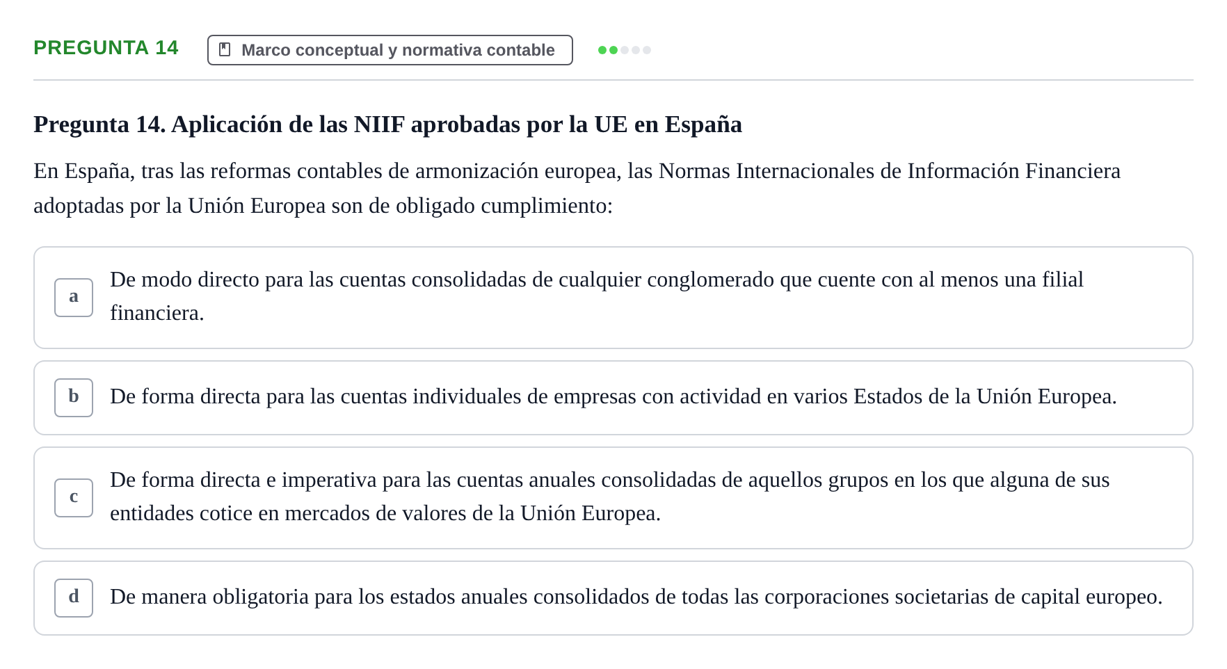 Enunciado: Pregunta 14 · Comptabilitat II UB 2018