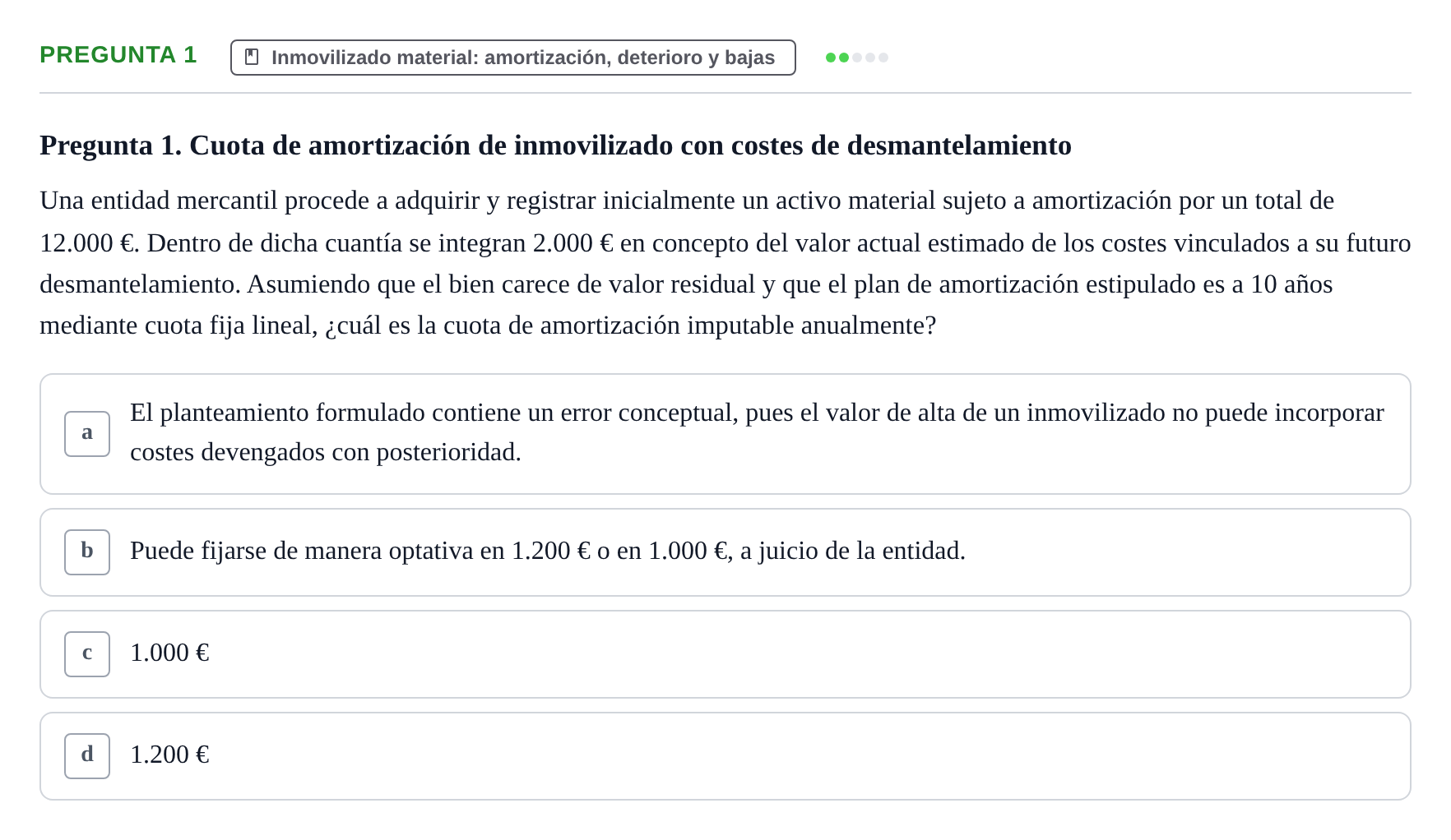 Enunciado: Pregunta 1 · Comptabilitat II UB 2018
