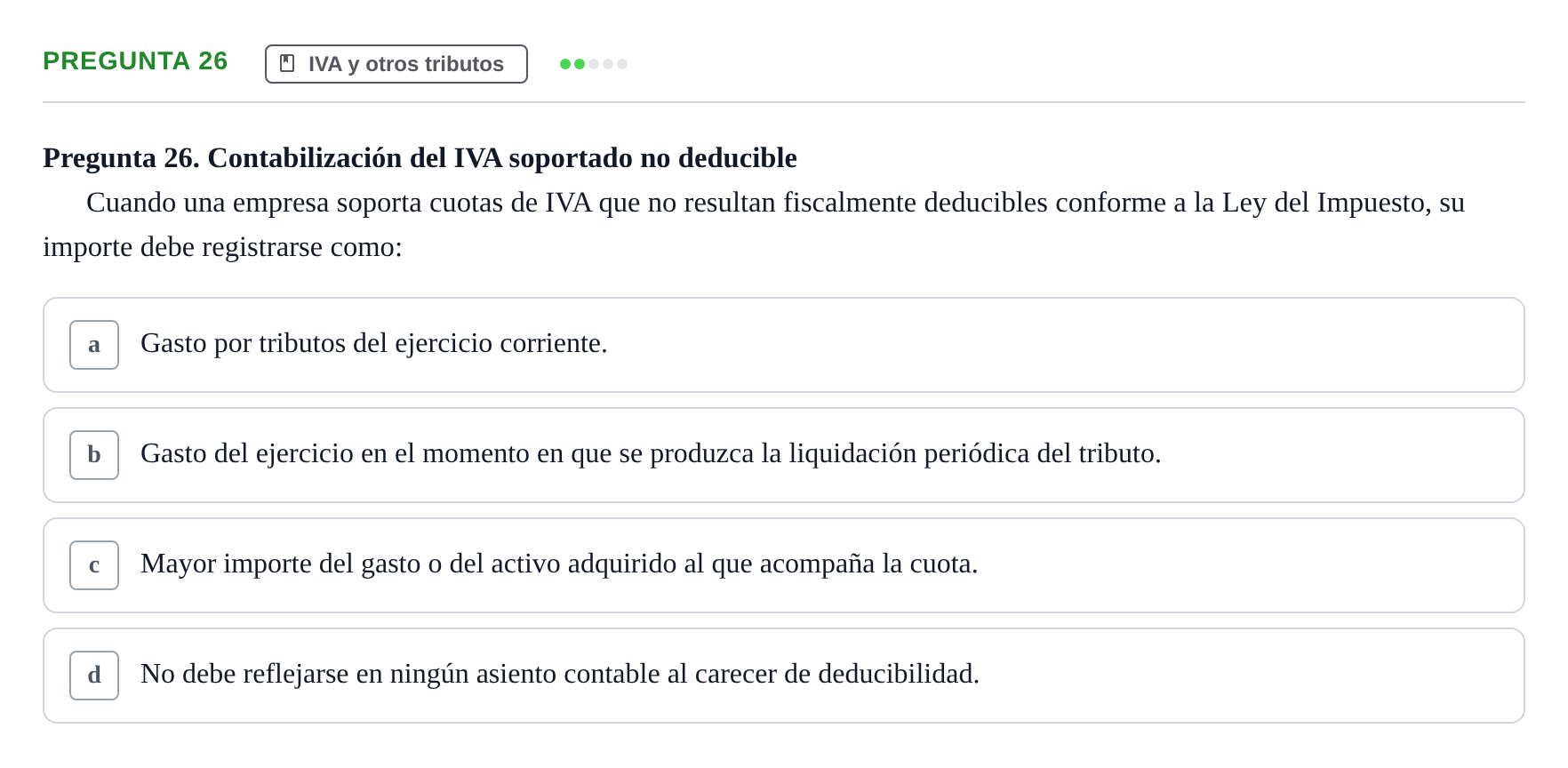 Enunciado: Pregunta 26 · Comptabilitat II UB 2018