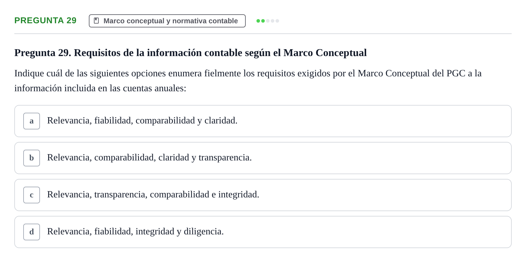 Enunciado: Pregunta 29 · Comptabilitat II UB 2018