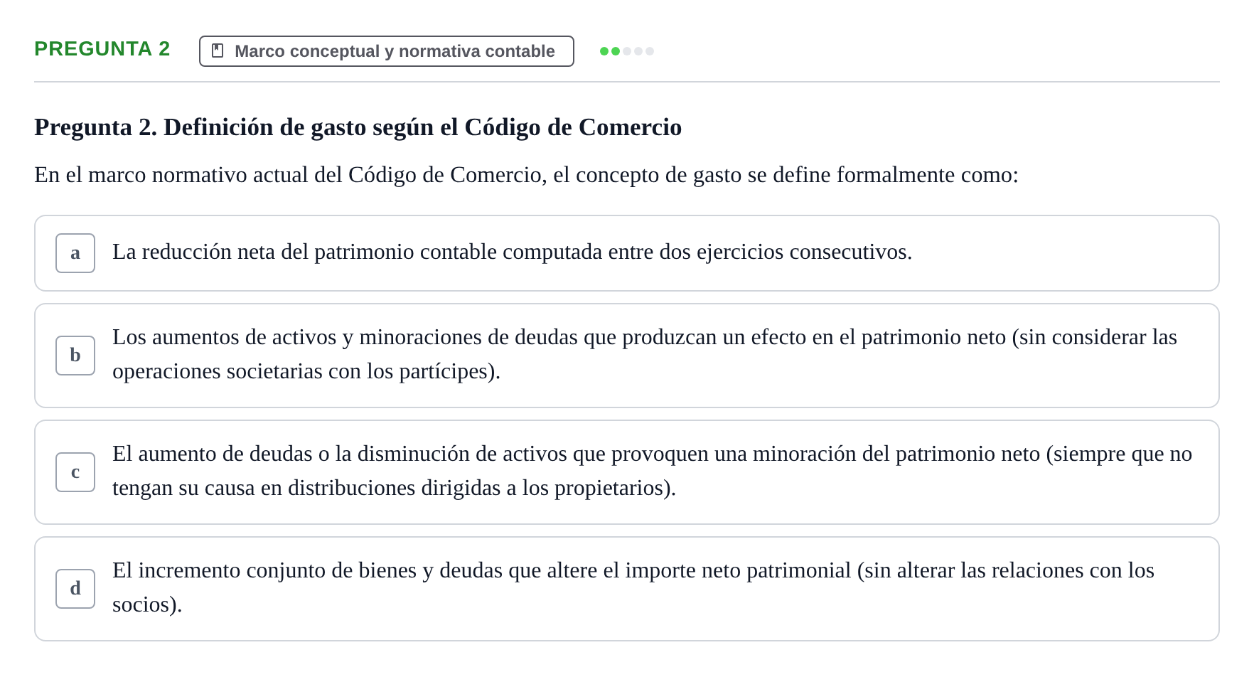 Enunciado: Pregunta 2 · Comptabilitat II UB 2018