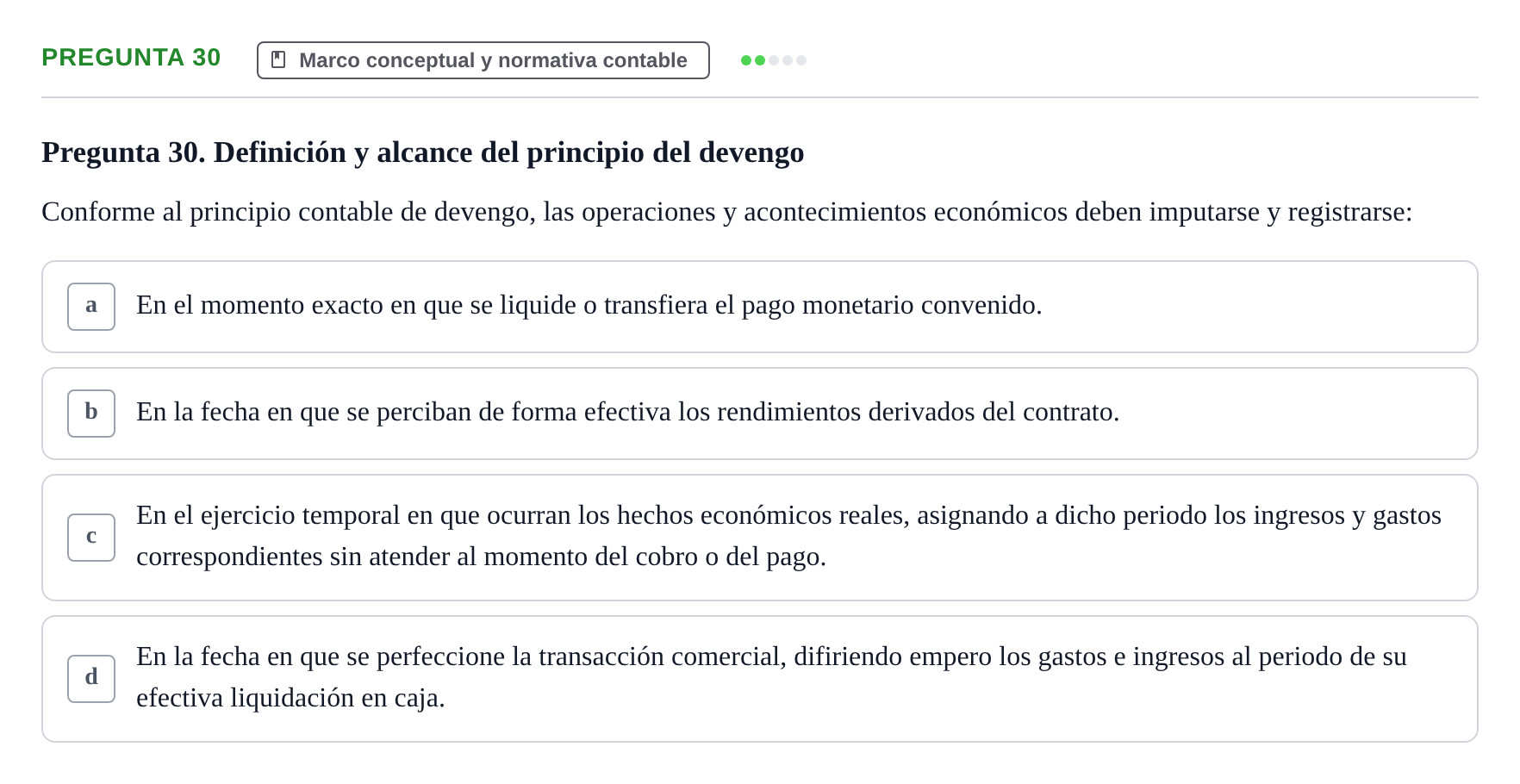 Enunciado: Pregunta 30 · Comptabilitat II UB 2018