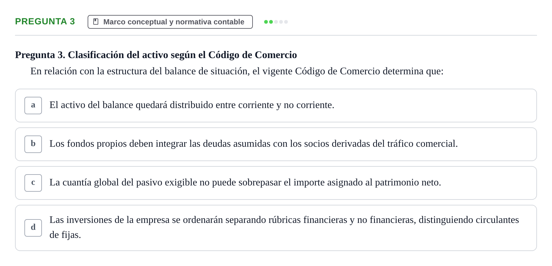 Enunciado: Pregunta 3 · Comptabilitat II UB 2018