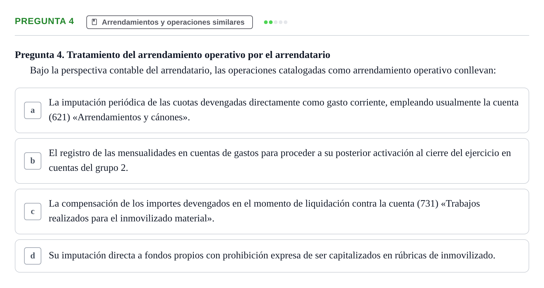 Enunciado: Pregunta 4 · Comptabilitat II UB 2018