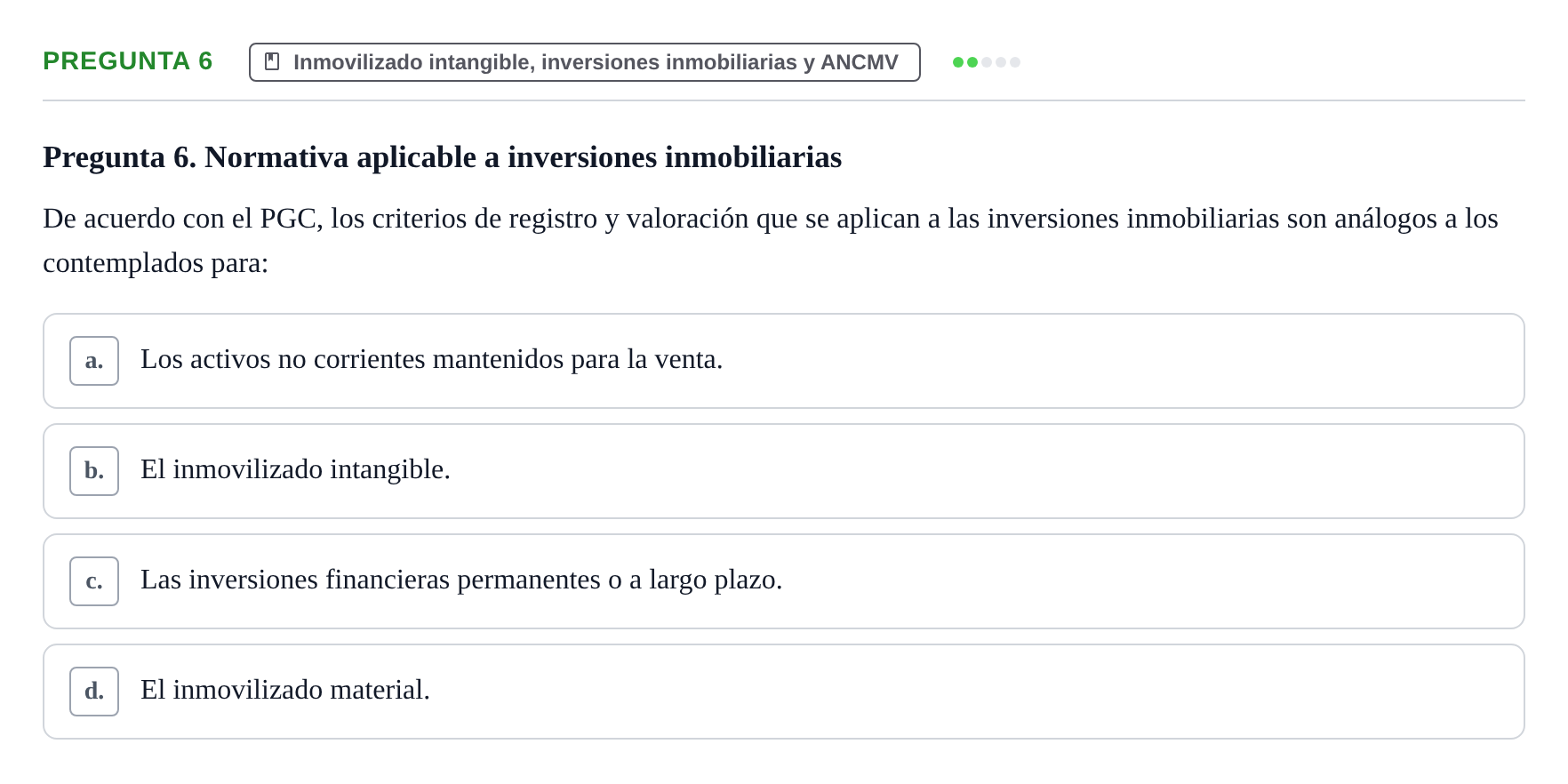 Enunciado: Pregunta 6 · Comptabilitat II UB 2018