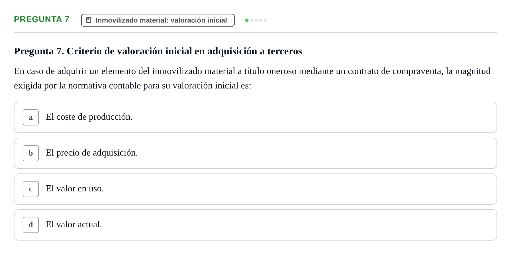 Enunciado: Pregunta 7 · Comptabilitat II UB 2018