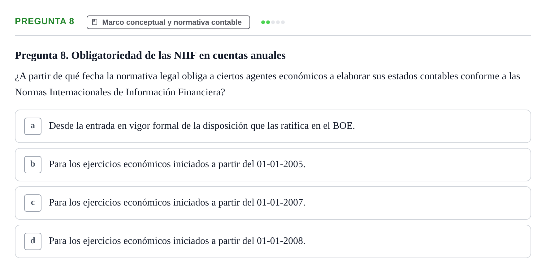 Enunciado: Pregunta 8 · Comptabilitat II UB 2018