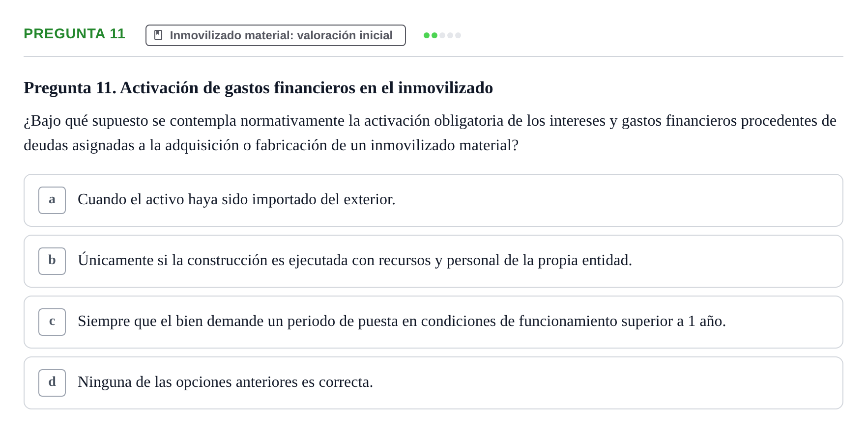 Enunciado: Pregunta 11 · Comptabilitat II UB 2014