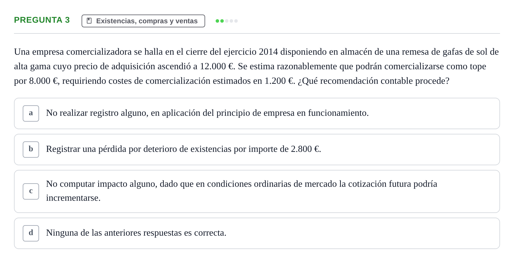 Enunciado: Pregunta 3 · Comptabilitat II UB 2014