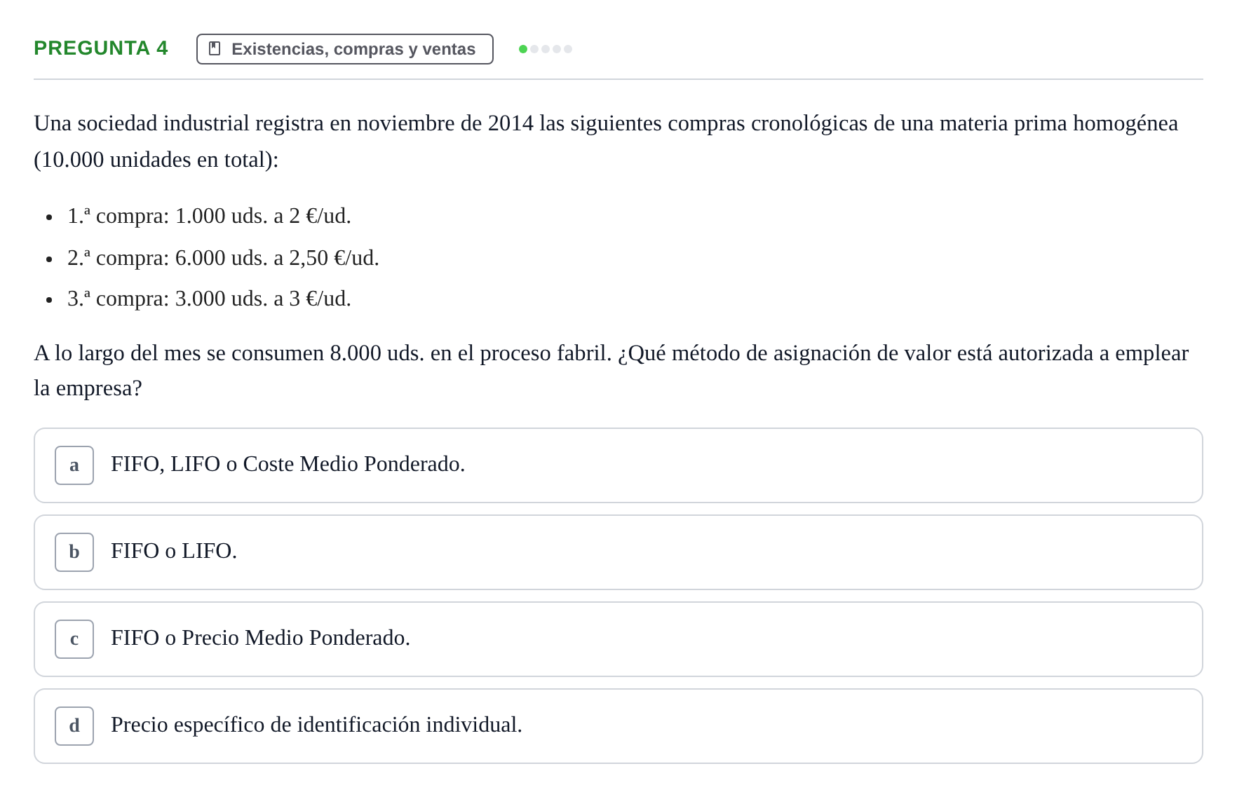 Enunciado: Pregunta 4 · Comptabilitat II UB 2014