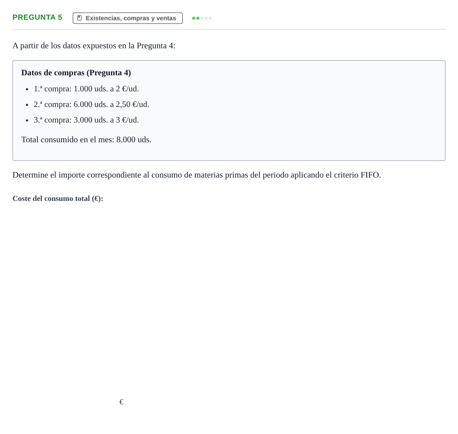 Enunciado: Pregunta 5 · Comptabilitat II UB 2014