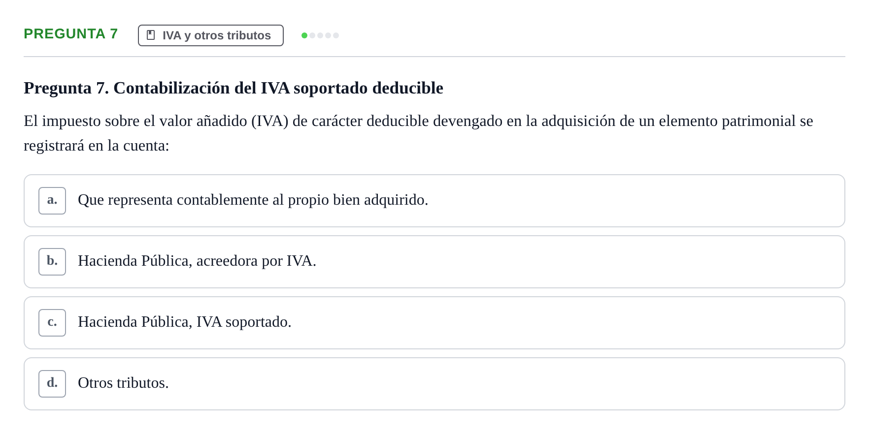Enunciado: Pregunta 7 · Comptabilitat II UB Examen Parcial de Contabilidad Financiera II
