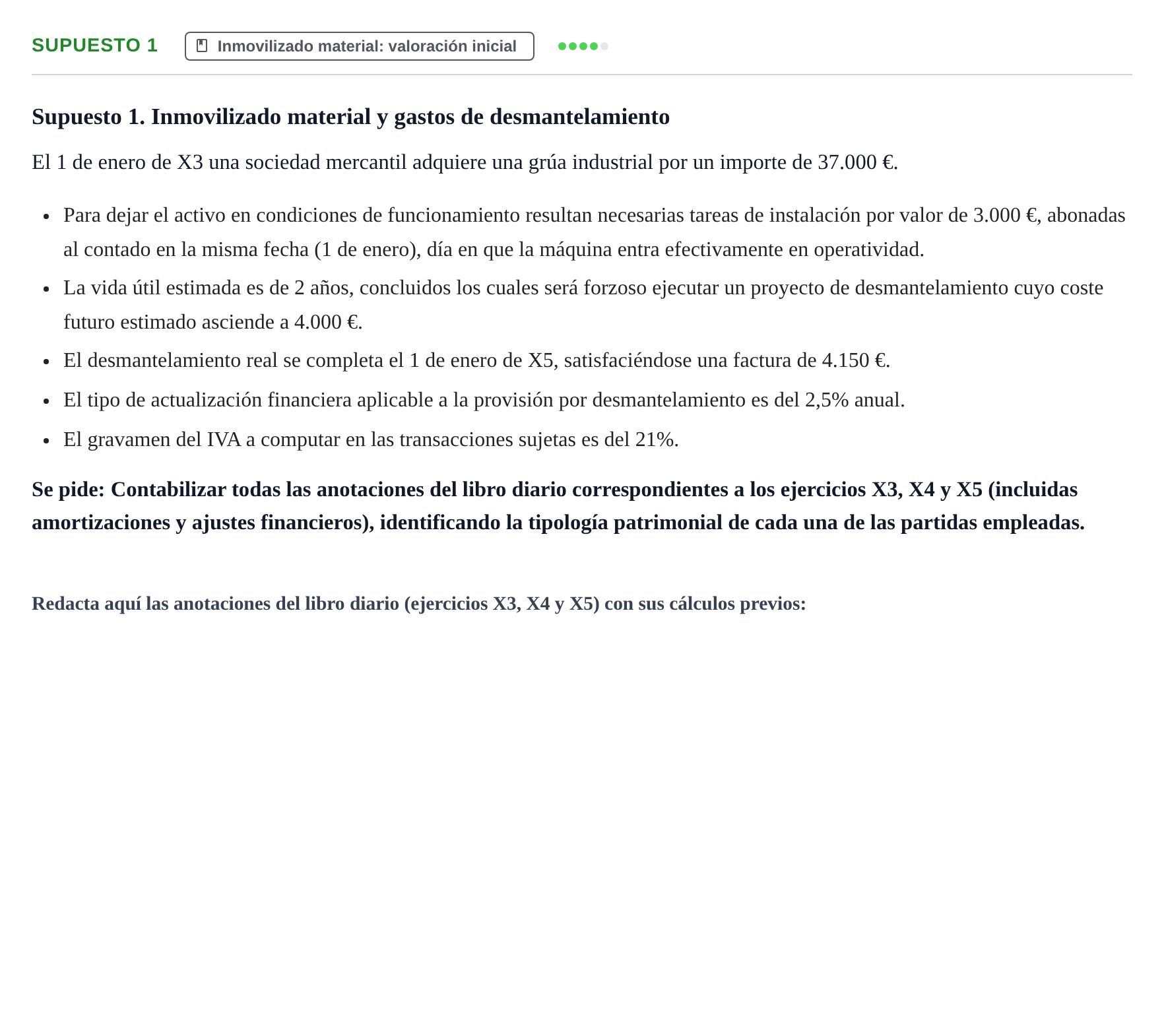 Enunciado: Ejercicio Supuesto 1 · Comptabilitat II UB Examen Parcial de Contabilidad Financiera II