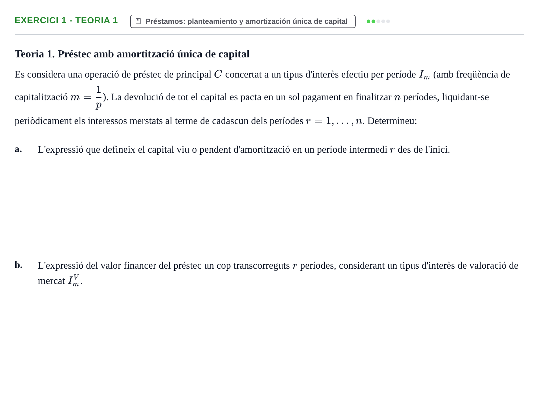 Enunciado: Ejercicio 1 - Teoria 1 · Matemàtica Financera UB Exemples