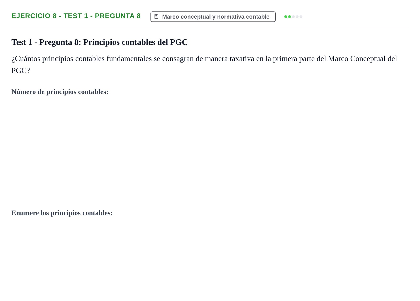 Enunciado: Ejercicio 8 - Test 1 - Pregunta 8 · Comptabilitat II UB Cuestionario de Evaluación Continua: Reforma Contable, Inmovilizado y Arrendamientos