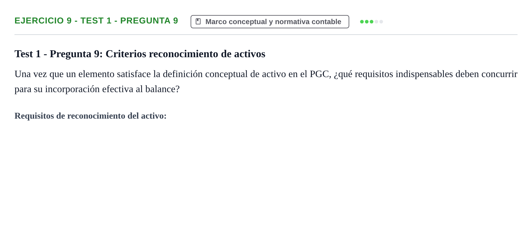 Enunciado: Ejercicio 9 - Test 1 - Pregunta 9 · Comptabilitat II UB Cuestionario de Evaluación Continua: Reforma Contable, Inmovilizado y Arrendamientos