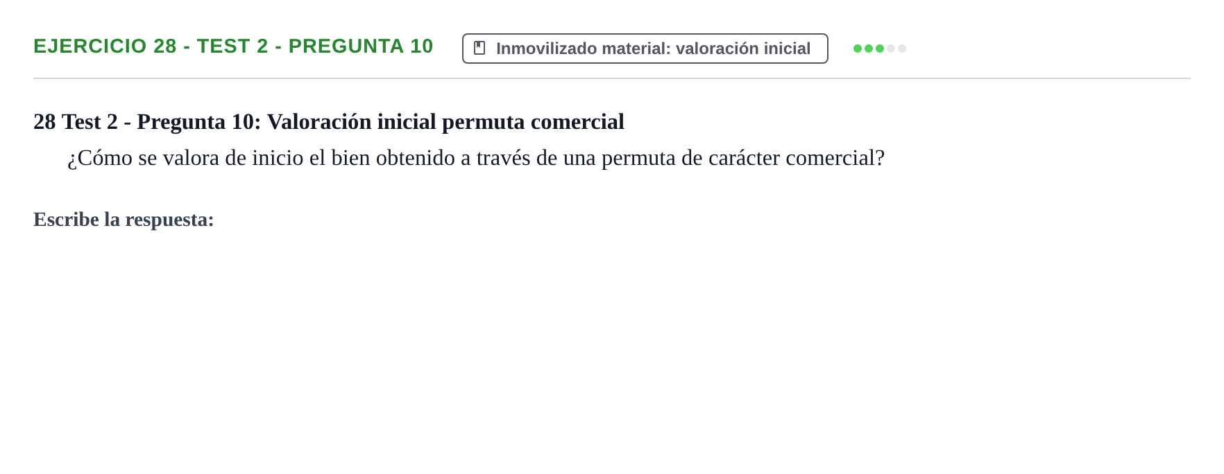 Enunciado: Ejercicio 28 - Test 2 - Pregunta 10 · Comptabilitat II UB Cuestionario de Evaluación Continua: Reforma Contable, Inmovilizado y Arrendamientos
