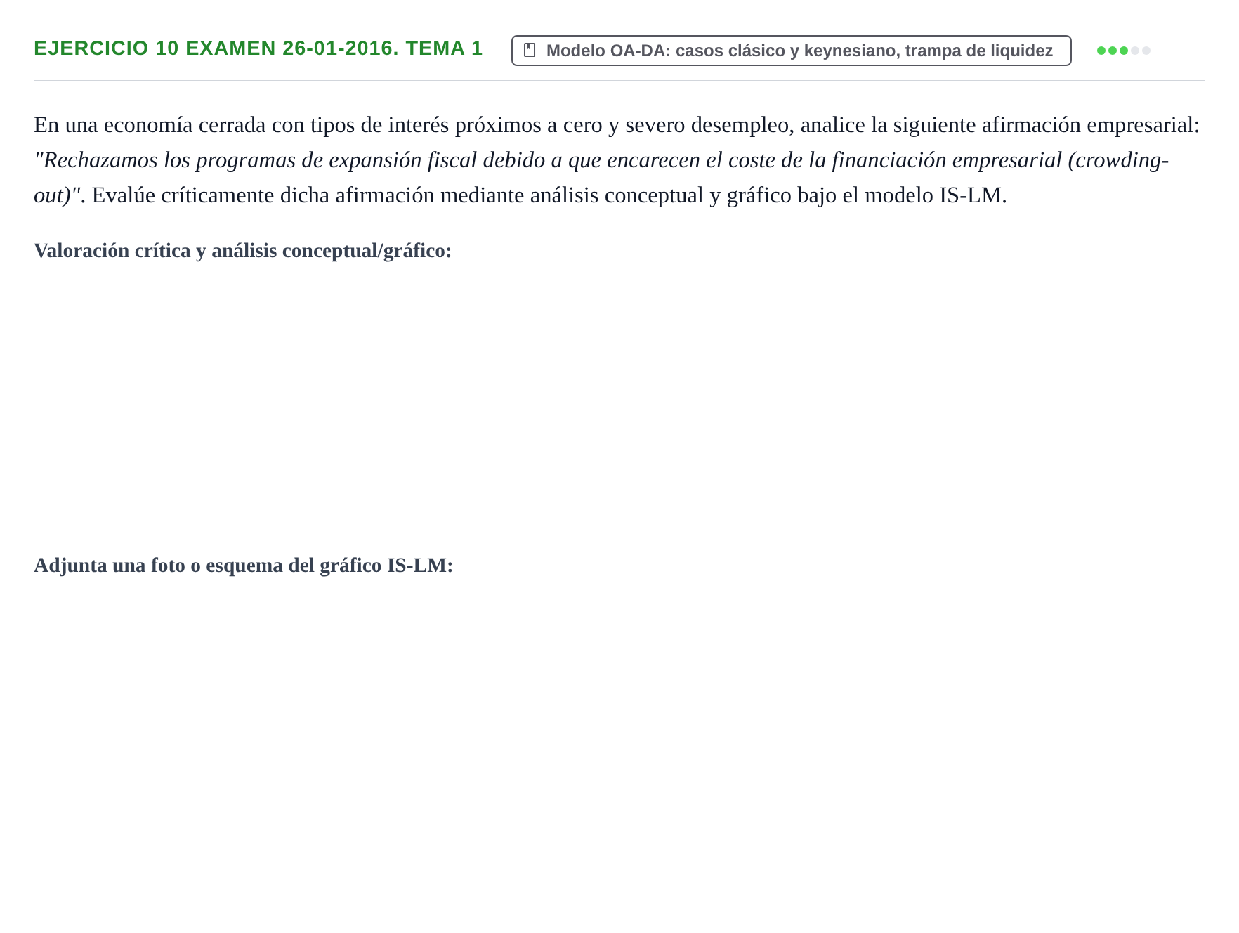 Enunciado: Ejercicio 10 Examen 26-01-2016. Tema 1 · Macroeconomía UB Recopilación de exámenes finales y parciales de Macroeconomía (Parte 1)