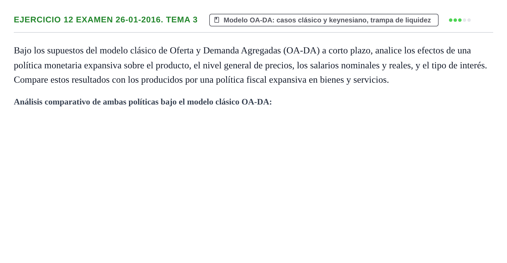 Enunciado: Ejercicio 12 Examen 26-01-2016. Tema 3 · Macroeconomía UB Recopilación de exámenes finales y parciales de Macroeconomía (Parte 1)