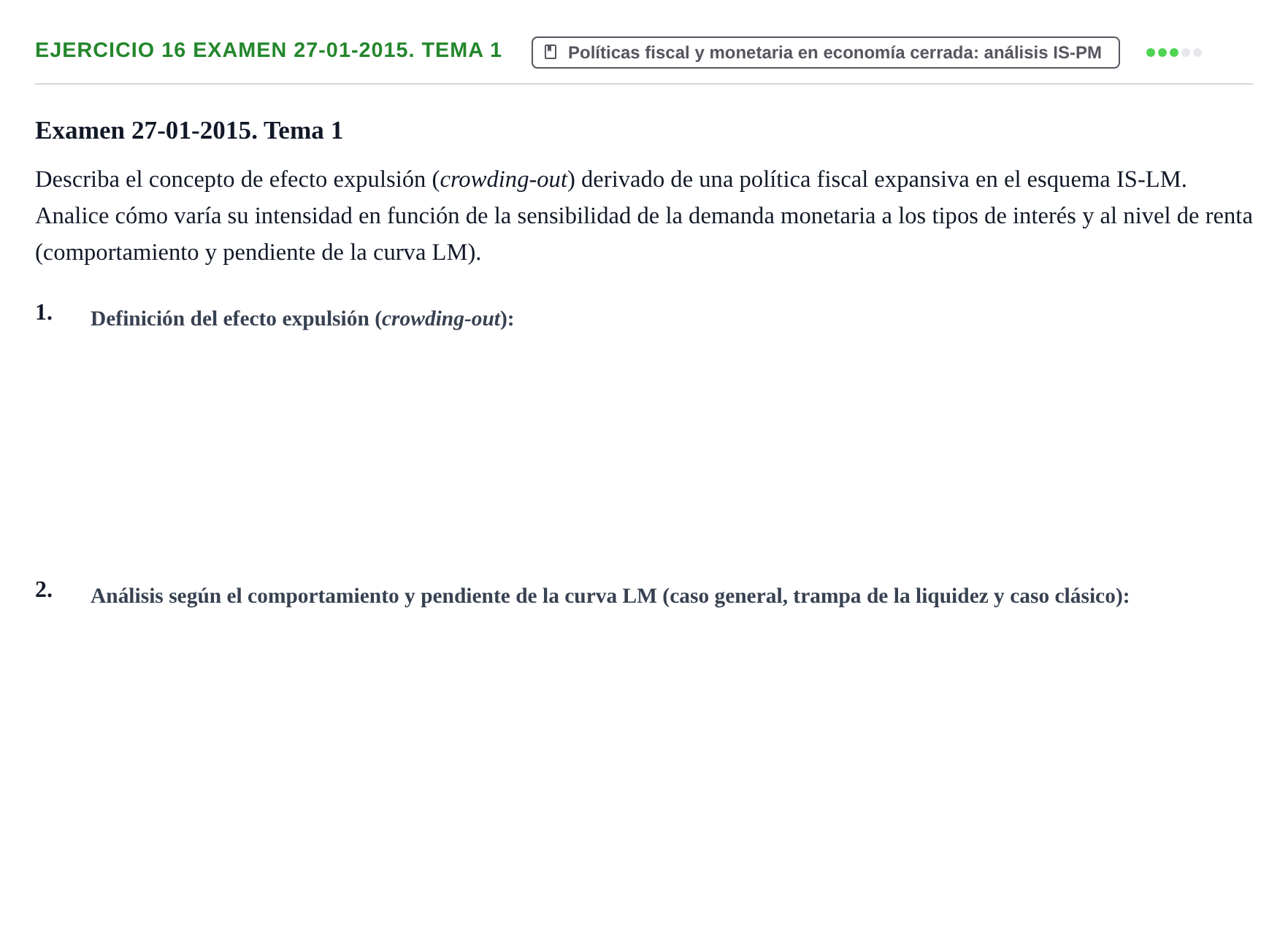 Enunciado: Ejercicio 16 Examen 27-01-2015. Tema 1 · Macroeconomía UB Recopilación de exámenes finales y parciales de Macroeconomía (Parte 1)