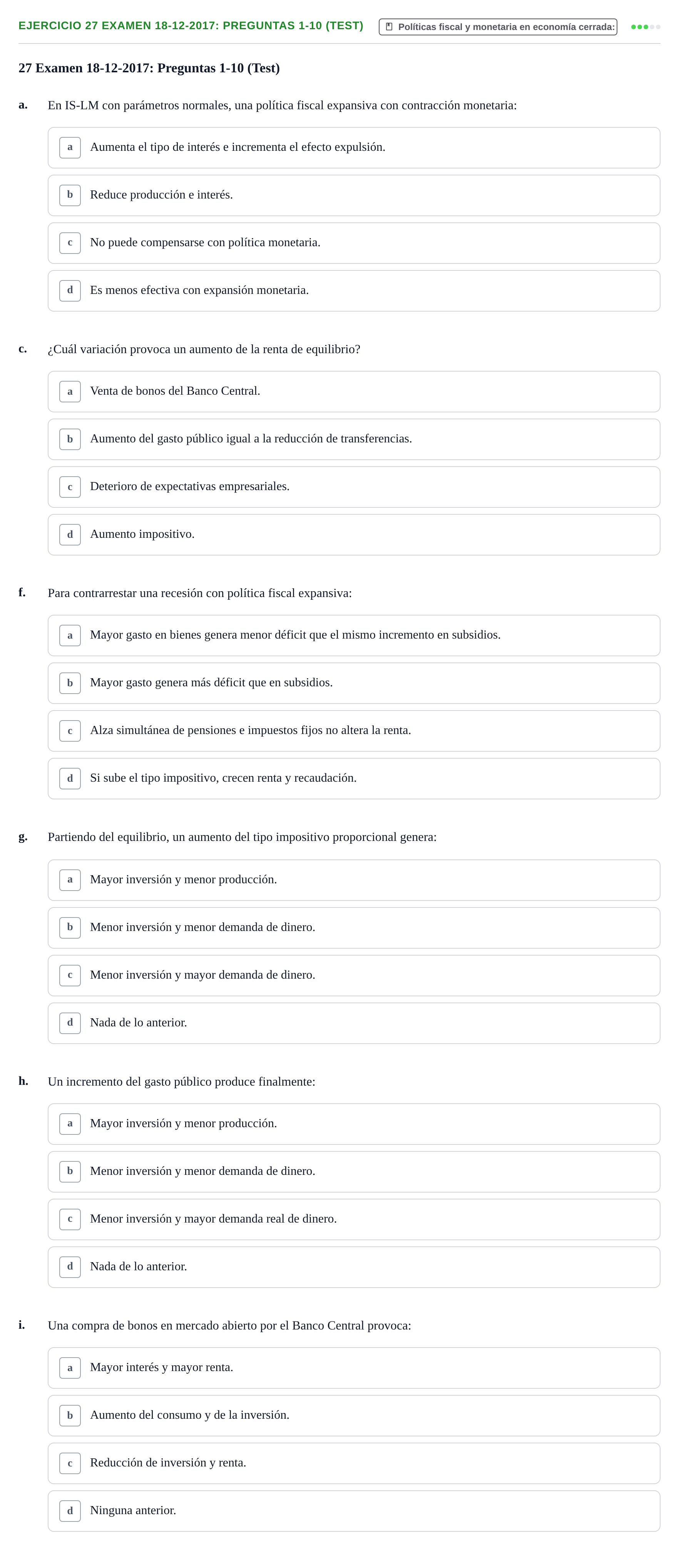 Enunciado: Ejercicio 27 Examen 18-12-2017: Preguntas 1-10 (Test) - Pol… · Macroeconomía UB Recopilación de exámenes finales y parciales de Macroeconomía (Parte 1)