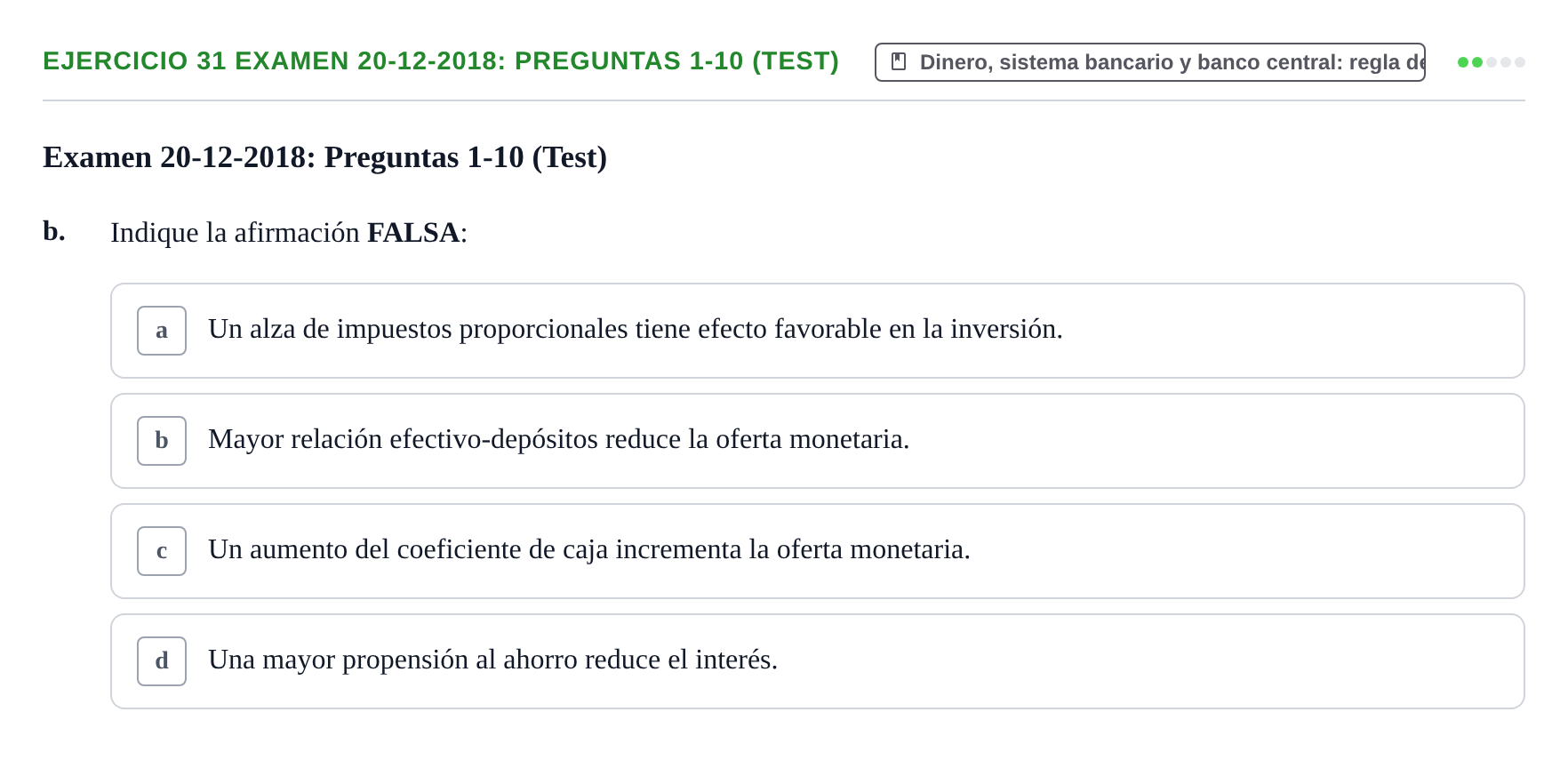 Enunciado: Ejercicio 31 Examen 20-12-2018: Preguntas 1-10 (Test) - Din… · Macroeconomía UB Recopilación de exámenes finales y parciales de Macroeconomía (Parte 1)