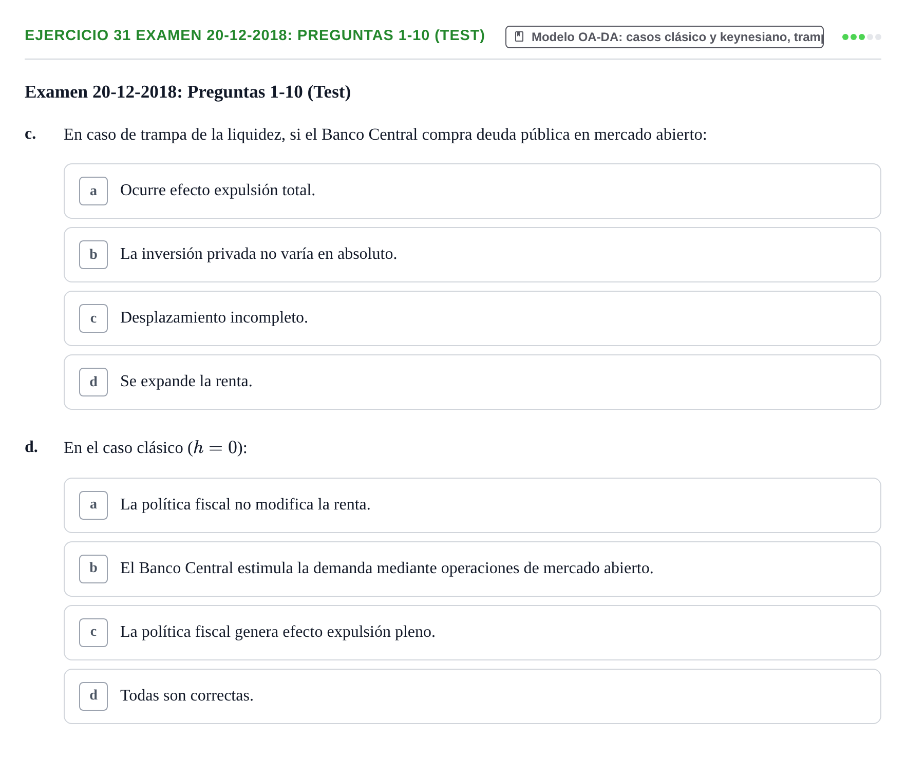 Enunciado: Ejercicio 31 Examen 20-12-2018: Preguntas 1-10 (Test) - Mod… · Macroeconomía UB Recopilación de exámenes finales y parciales de Macroeconomía (Parte 1)