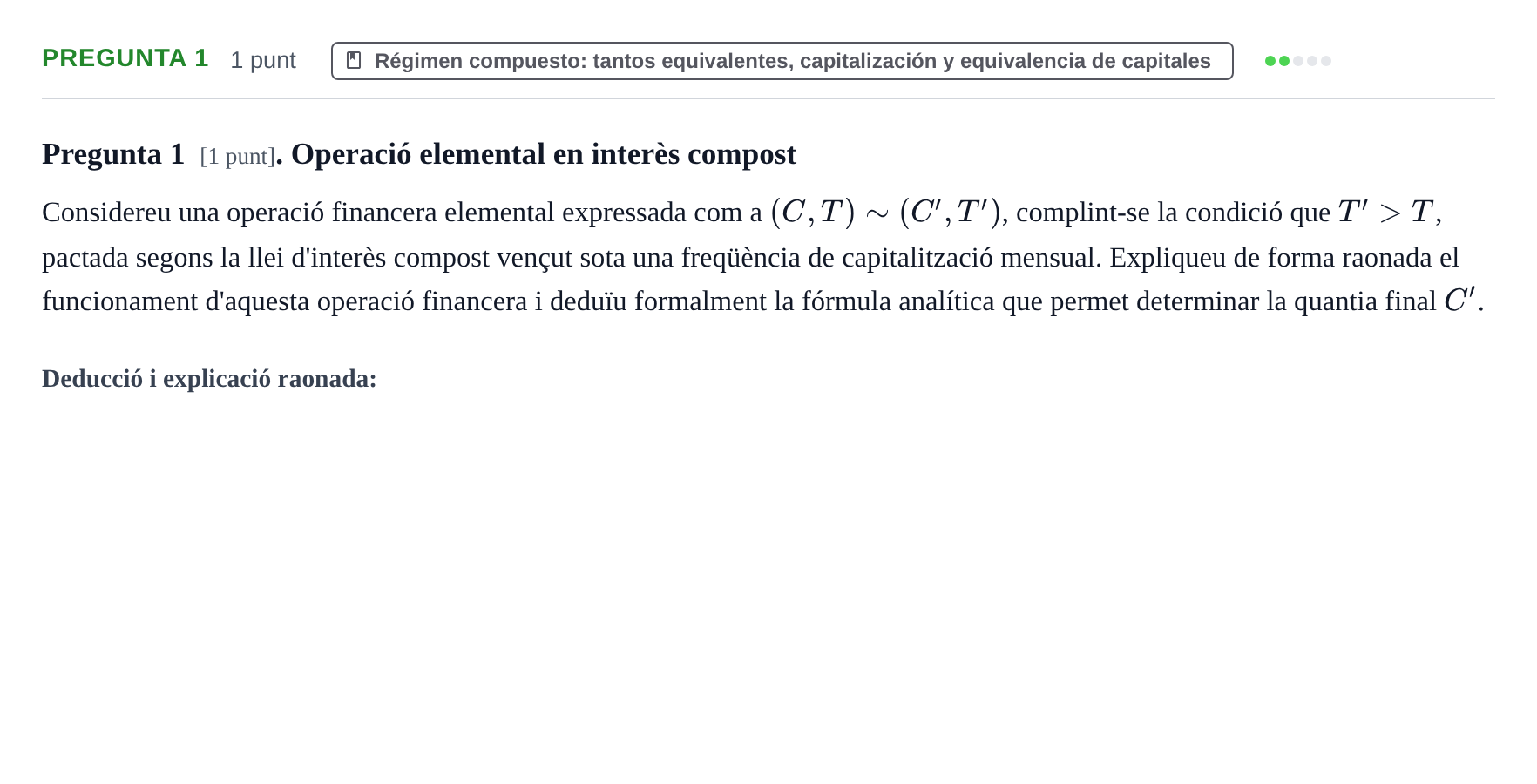 Enunciado: Pregunta 1 · Matemàtica Financera UB 2025