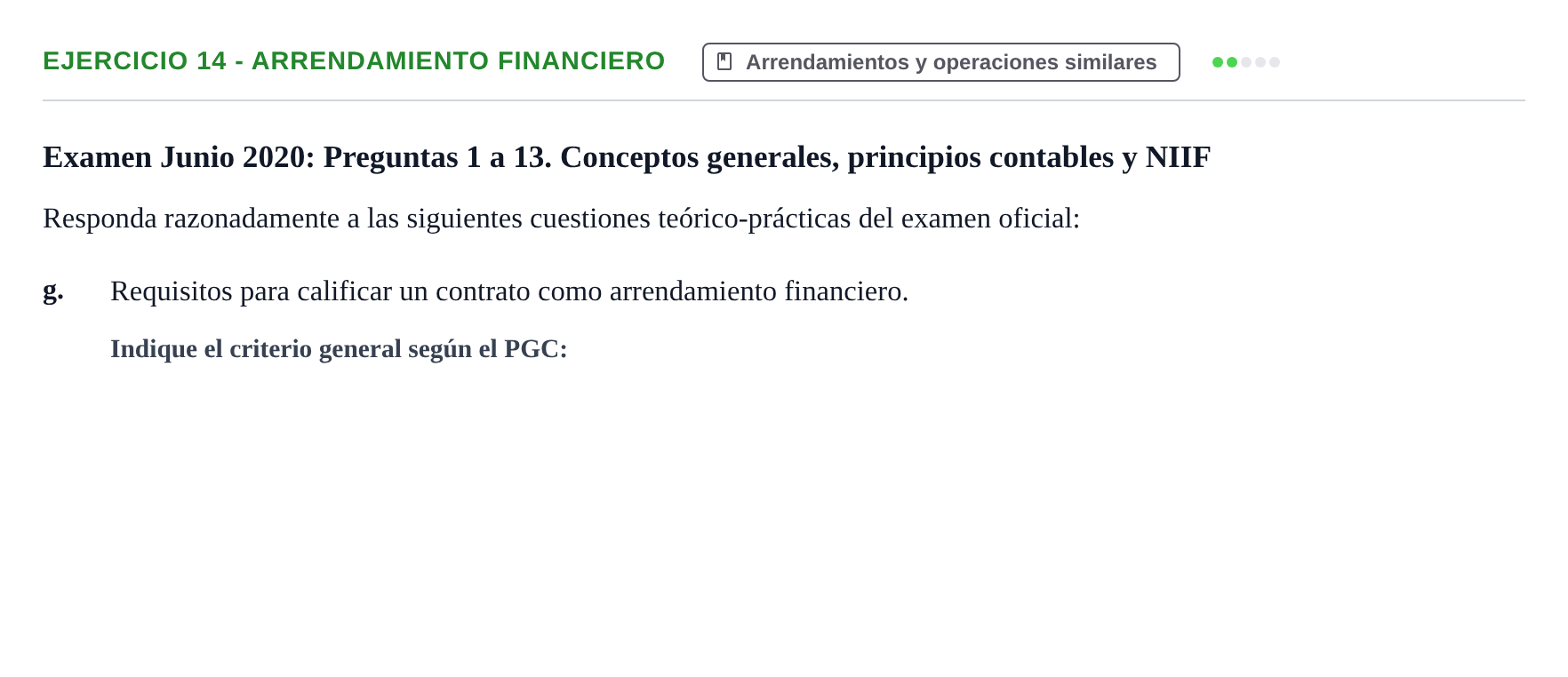 Enunciado: Ejercicio 14 - Arrendamiento financiero · Comptabilitat II UB 2021