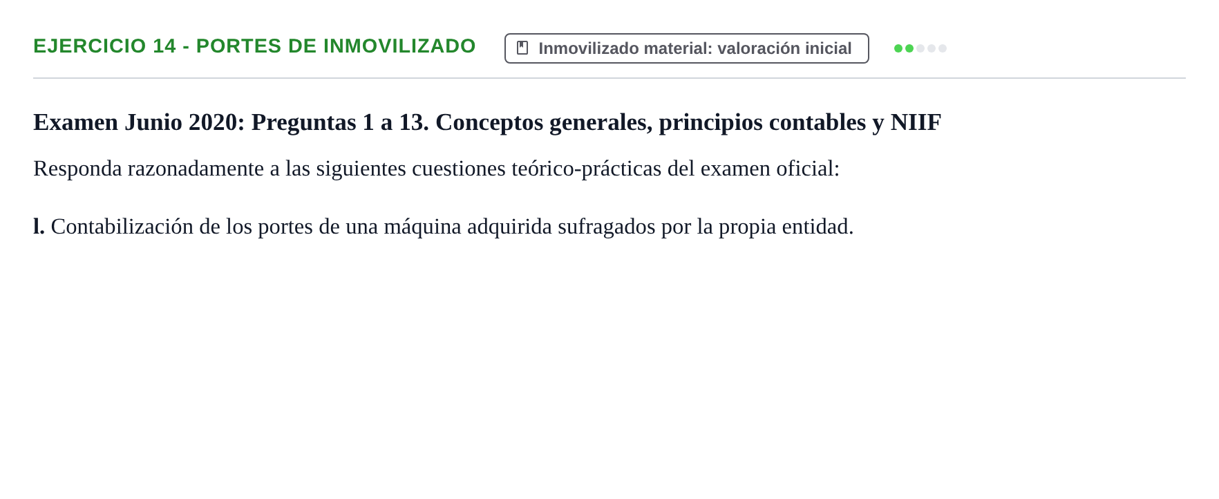 Enunciado: Ejercicio 14 - Portes de inmovilizado · Comptabilitat II UB 2021