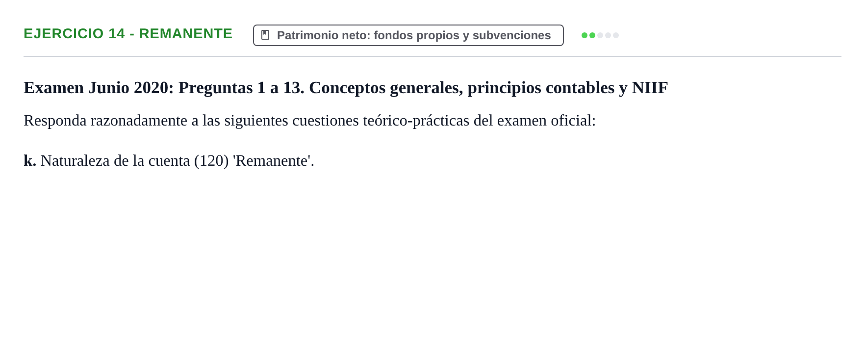 Enunciado: Ejercicio 14 - Remanente · Comptabilitat II UB 2021