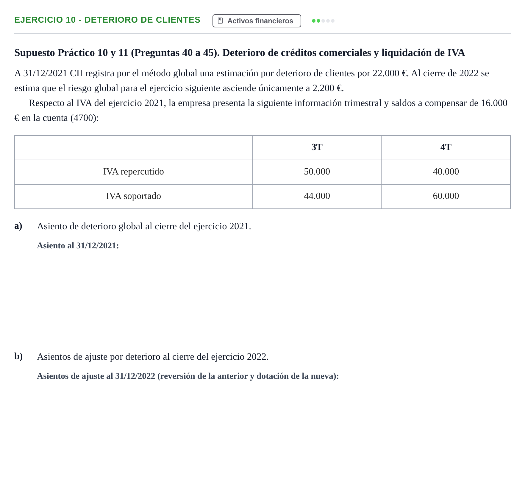 Enunciado: Ejercicio 10 - Deterioro de clientes · Comptabilitat II UB 2021