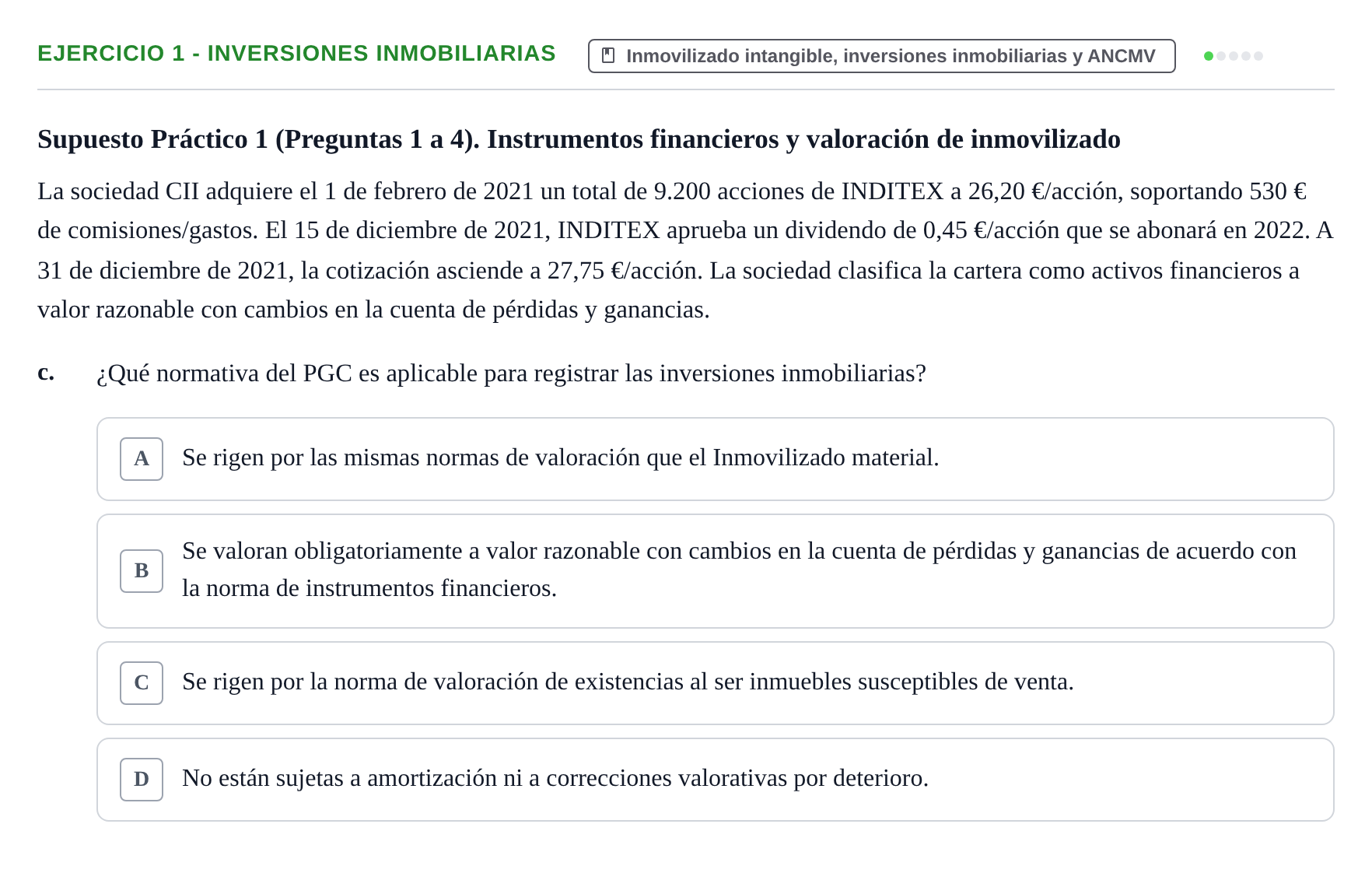 Enunciado: Ejercicio 1 - Inversiones inmobiliarias · Comptabilitat II UB 2021