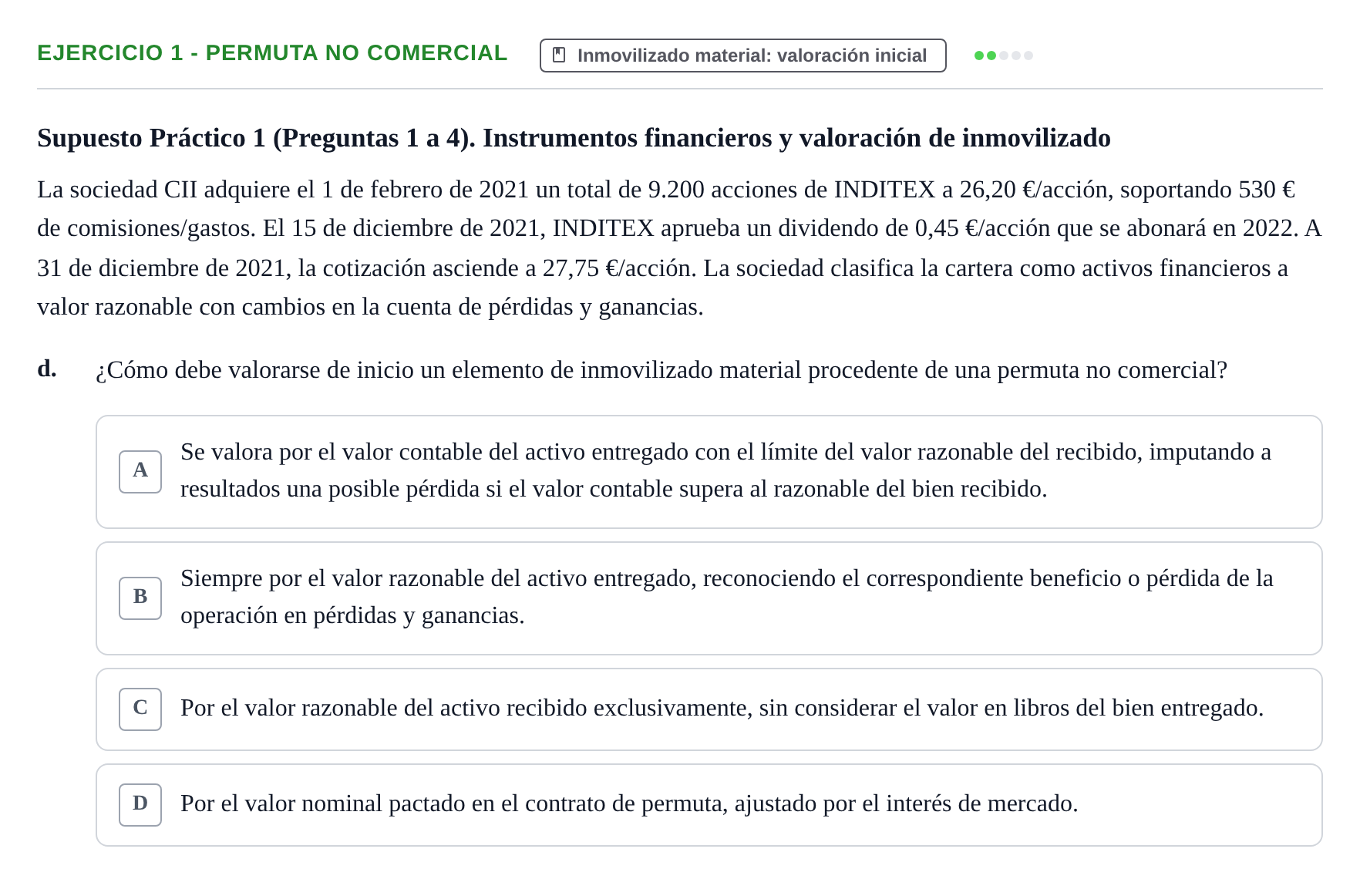 Enunciado: Ejercicio 1 - Permuta no comercial · Comptabilitat II UB 2021