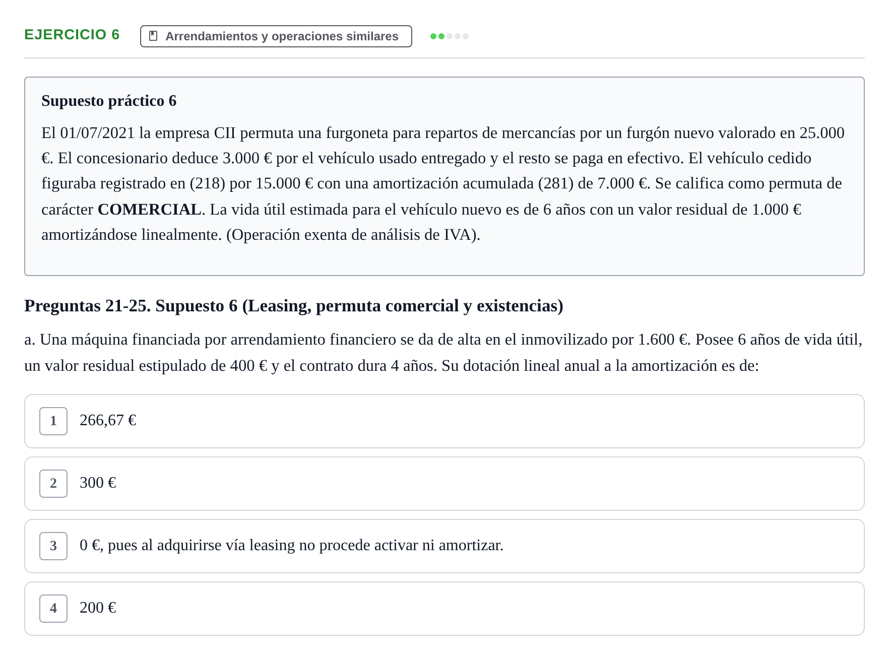 Enunciado: Ejercicio 6 - Arrendamientos · Comptabilitat II UB 2021