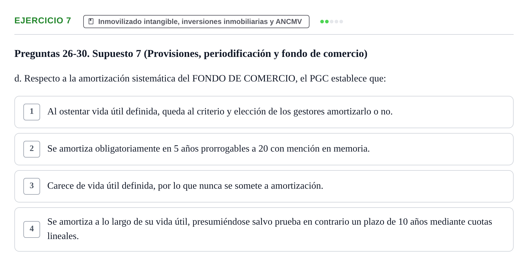 Enunciado: Ejercicio 7 - Inmovilizado intangible · Comptabilitat II UB 2021