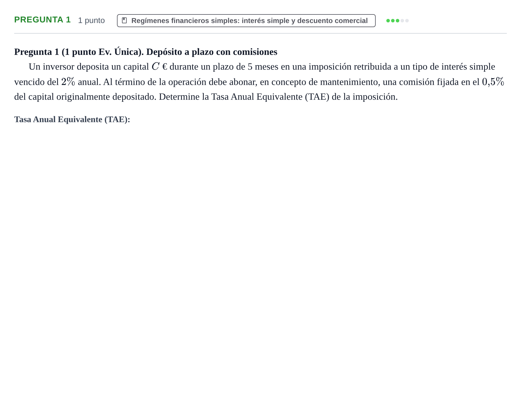 Enunciado: Pregunta 1 · Matemàtica Financera UB Juny 2024