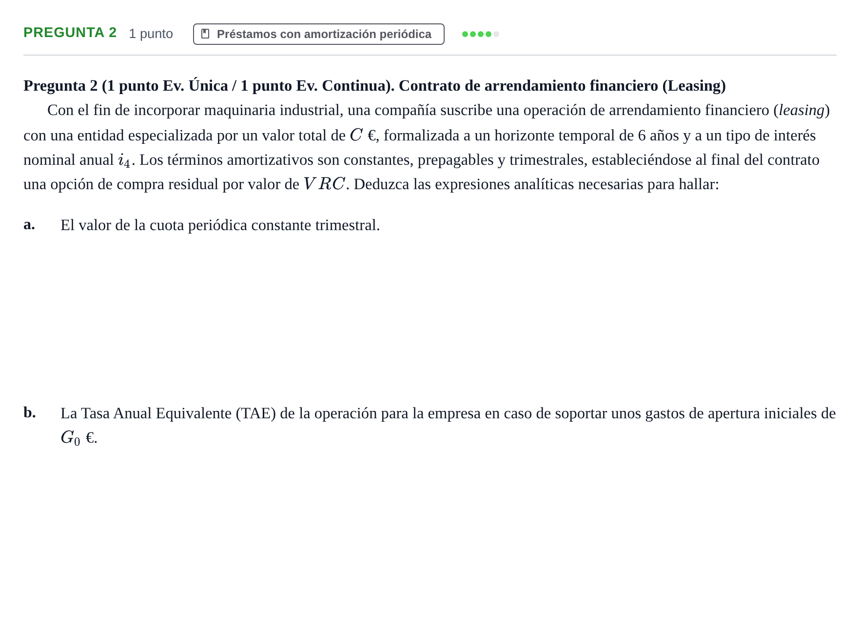 Enunciado: Pregunta 2 · Matemàtica Financera UB Juny 2024