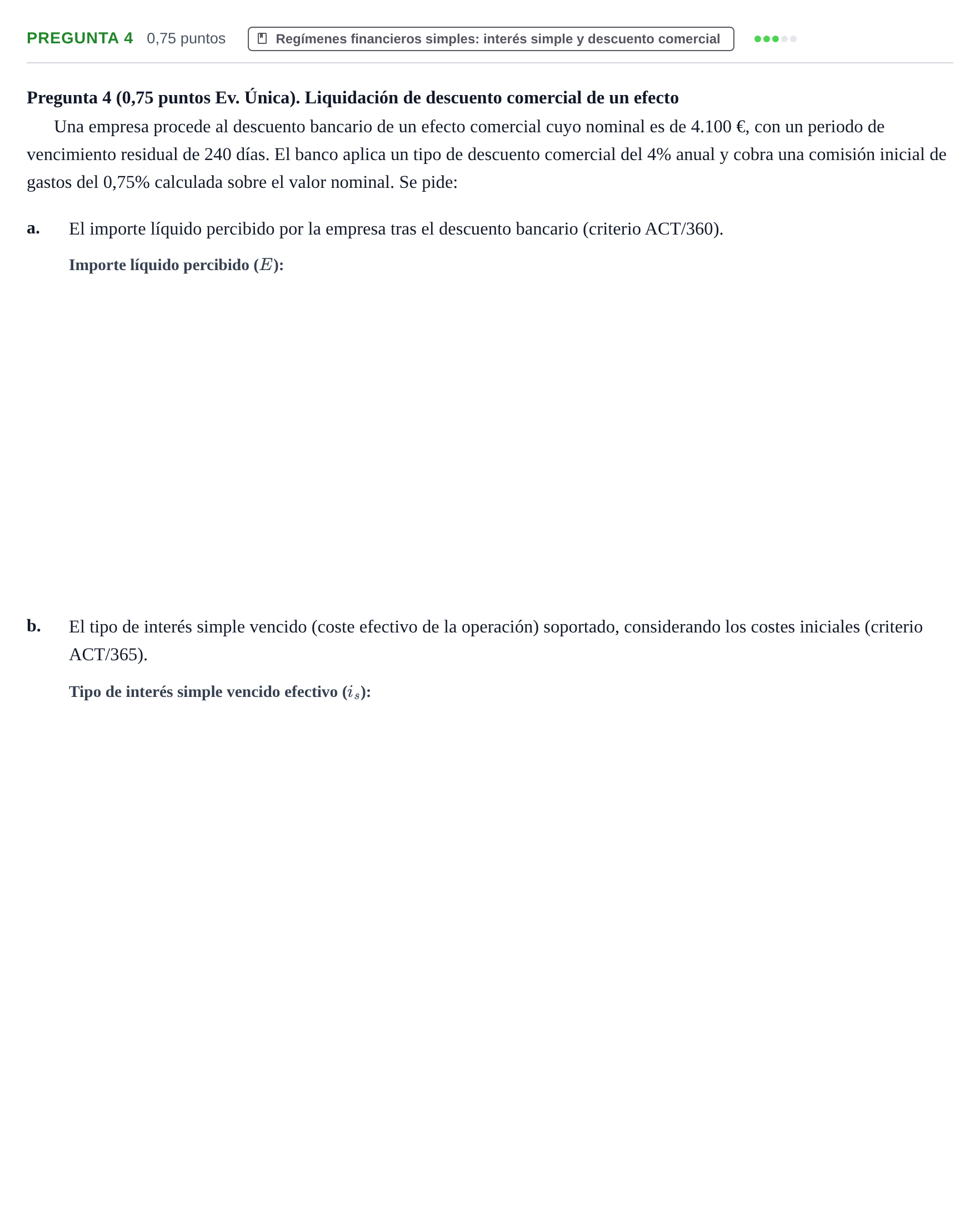 Enunciado: Pregunta 4 · Matemàtica Financera UB Juny 2024