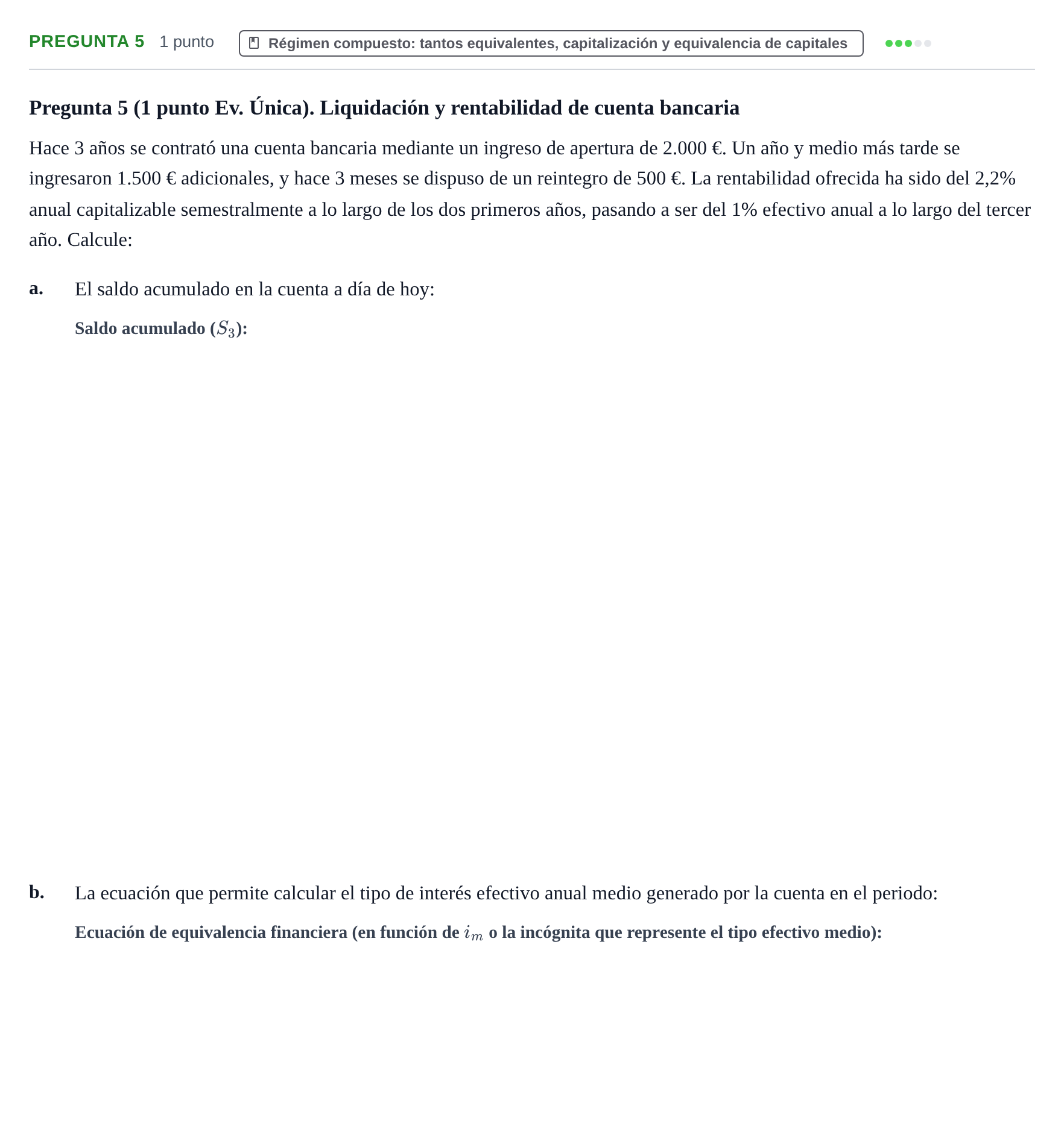 Enunciado: Pregunta 5 · Matemàtica Financera UB Juny 2024