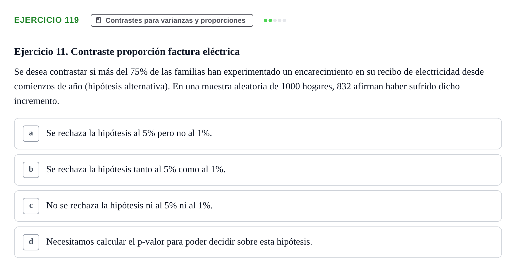Enunciado: Problema 119 · Estadística II UB Colección de exámenes resueltos de Estadística II (Parte 1)