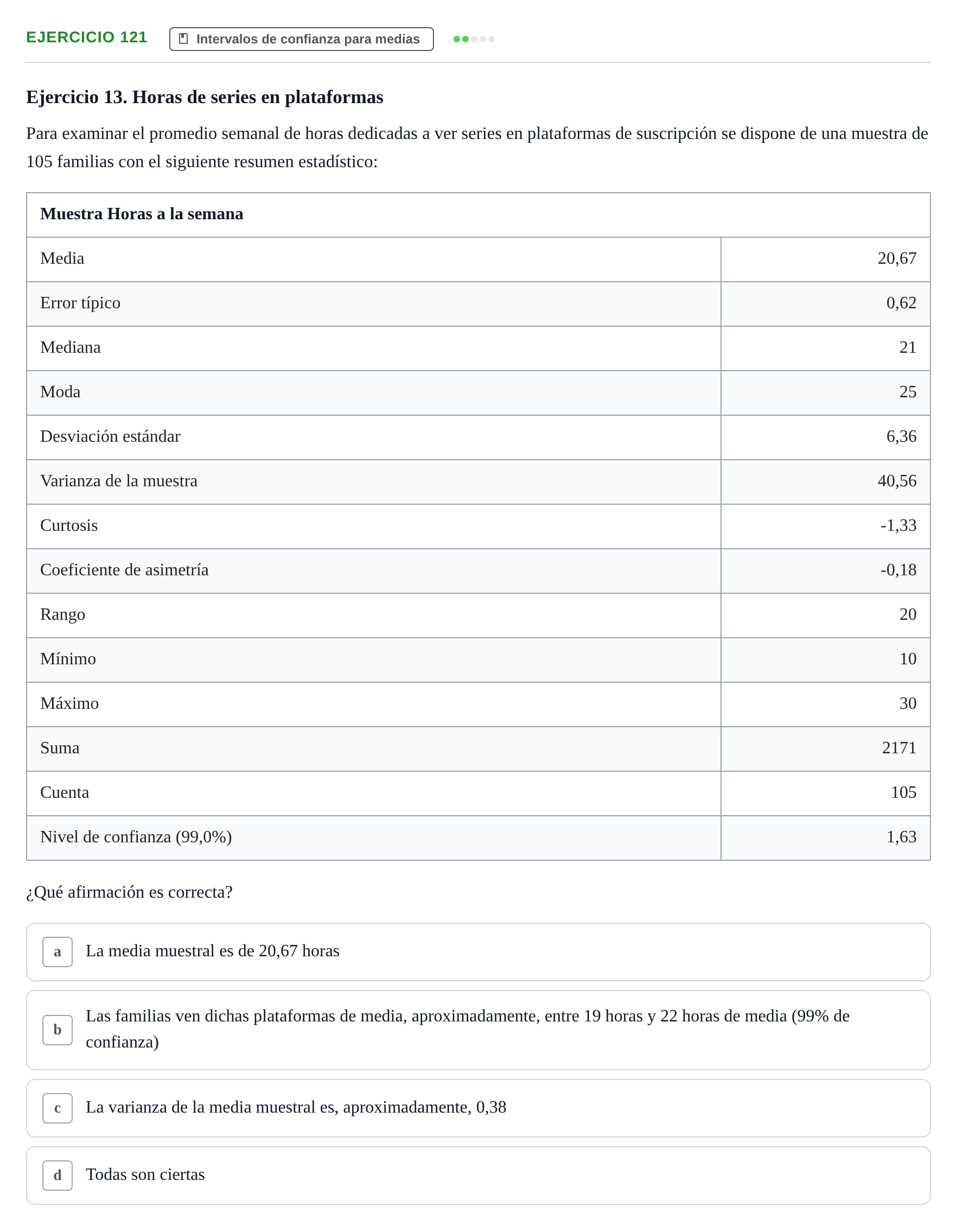Enunciado: Problema 121 · Estadística II UB Colección de exámenes resueltos de Estadística II (Parte 1)