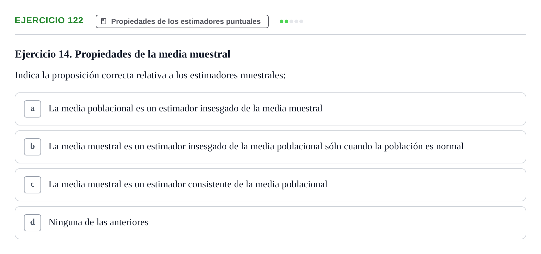 Enunciado: Problema 122 · Estadística II UB Colección de exámenes resueltos de Estadística II (Parte 1)